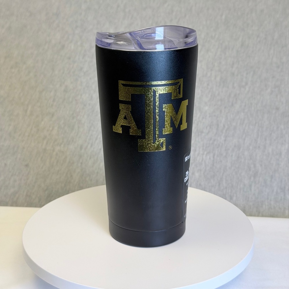 Texas A&M Aggies Logo Brands 20oz Powder Coat Tumbler Black Gold Stainless Steel